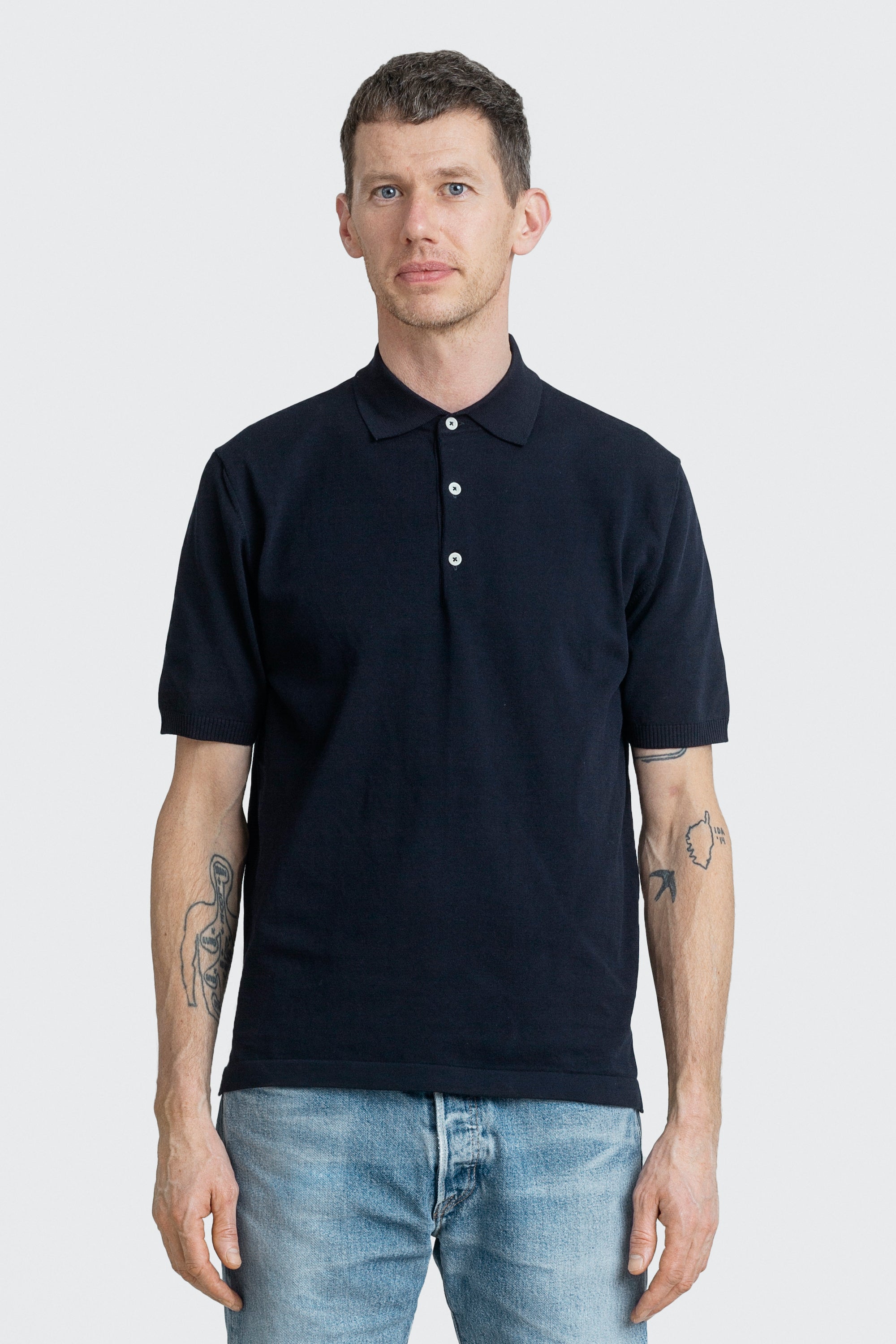 Max wearing Polo Short in navy Blue